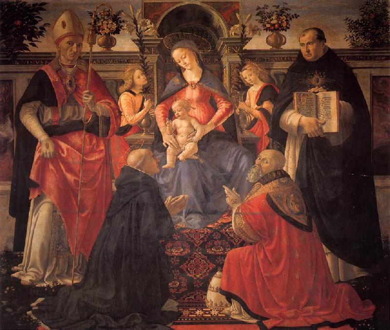 GHIRLANDAIO, Domenico Madonna and Child Enthroned between Angels and Saints China oil painting art